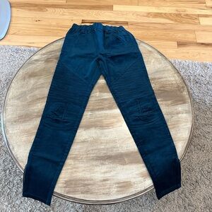 Umgee Washed Moto Jeggings Faux Suede Deep Teal  Small new without tags